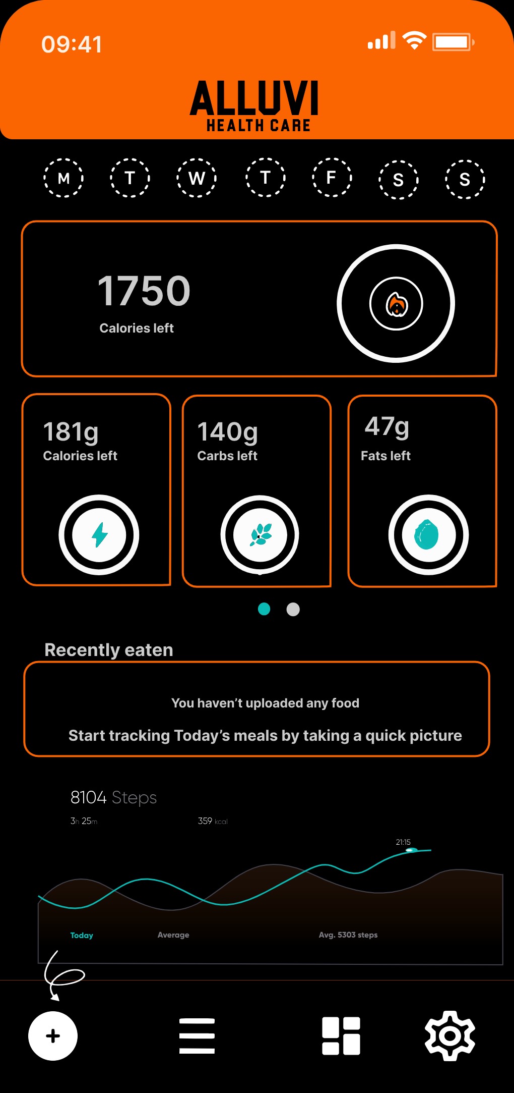 Alluvi app welcome and tracking interface